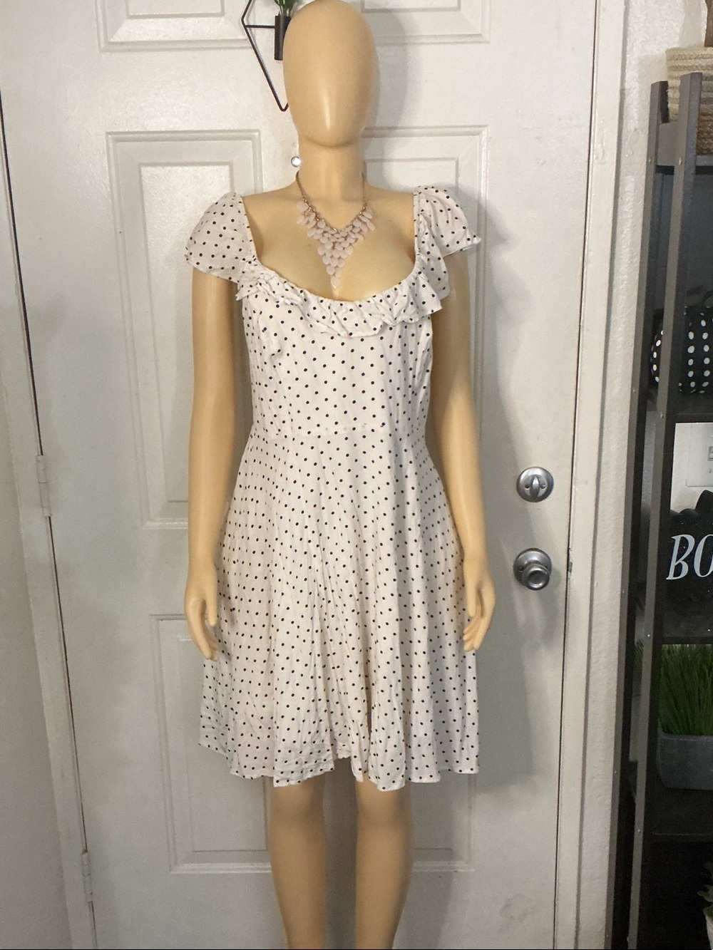 Old Navy White and Black Polka Dot Ruffle Mini Dress